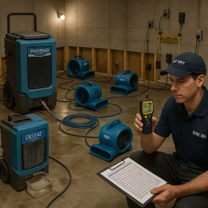 Structural Drying and Dehumidification process in Austintown, OH